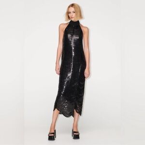 New with tags Zara black sequin halter dress size Medium